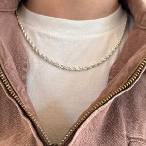 y2k 2000s silver 925 rope chain necklace